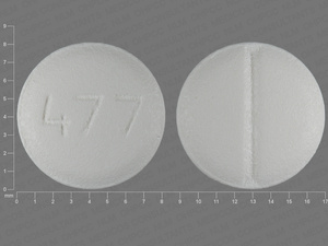 White Round pill with imprint 477 — Metoprolol tartrate Metoprolol tartrate 50 mg; (view 3)