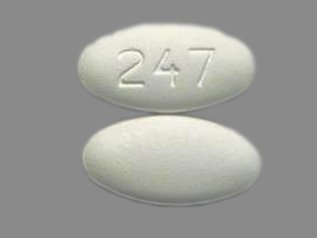 White Oval pill with imprint 247 — Carvedilol Carvedilol 25 mg; (view 2)
