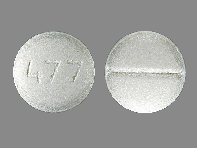 White Round pill with imprint 477 — Metoprolol tartrate Metoprolol tartrate 50 mg; (view 2)