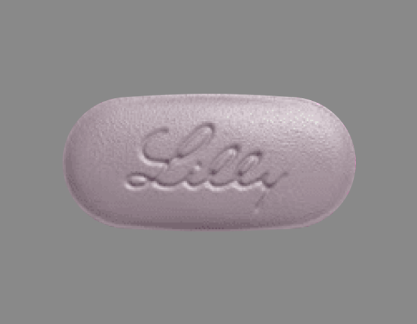 Purple (grayish purple) Oval (modified oval) pill with imprint G6;Lilly — Foundayo 17.2 mg (view 2)