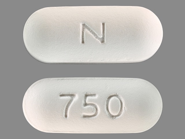 White Capsule pill with imprint N;750 — Naprelan Naproxen sodium 750 mg; (view 2)