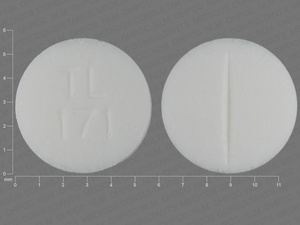 White Round pill with imprint TL;171 — Prednisone Prednisone 1 mg; (view 3)