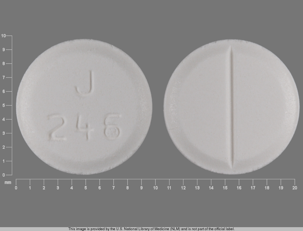 White Round pill with imprint J;246 — Lamotrigine Lamotrigine 100 mg; (view 2)