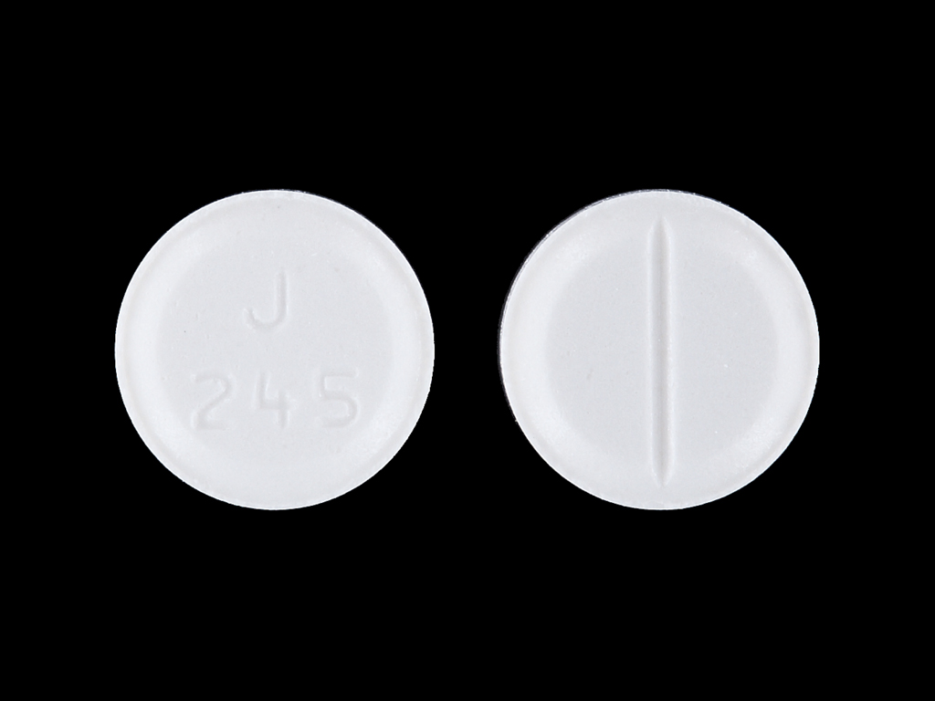 White Round pill with imprint J;245 — Lamotrigine Lamotrigine 25 mg; (view 2)