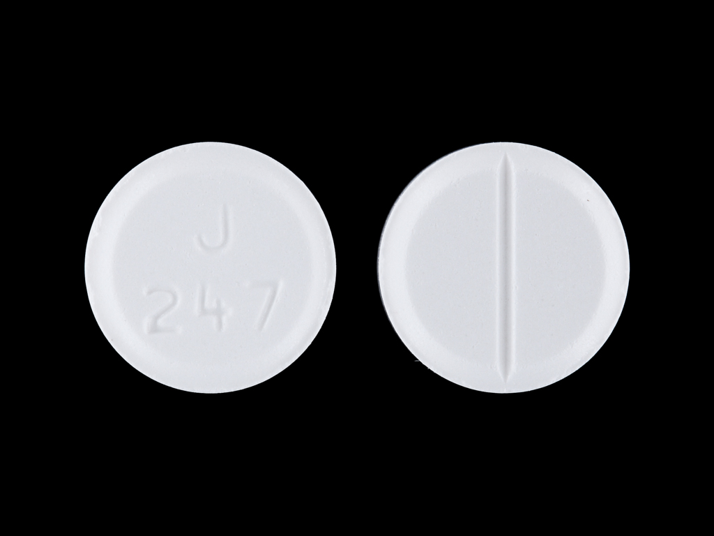 White Round pill with imprint J;247 — Lamotrigine Lamotrigine 150 mg; (view 2)