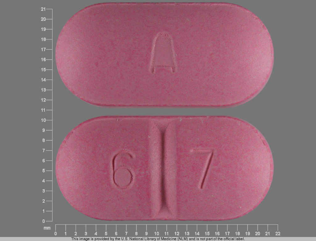 Pink Oval pill with imprint A;6;7 — Amoxicillin Amoxicillin 875 mg; (view 5)