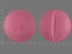 Pink Round pill with imprint C;74 — Metoprolol tartrate Metoprolol tartrate 50 mg; (view 6)