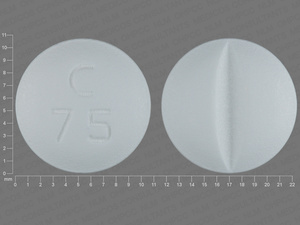 Blue Round pill with imprint C;75 — Metoprolol tartrate Metoprolol tartrate 100 mg; (view 3)