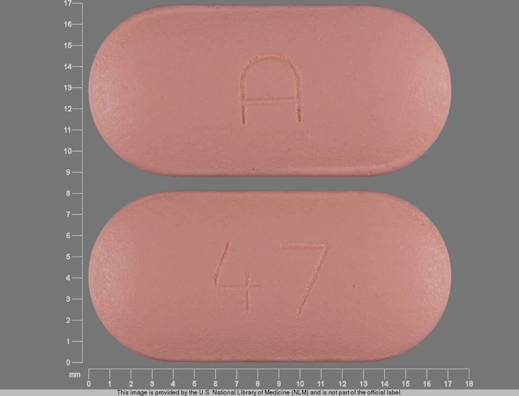 Pink Capsule pill with imprint A;47 — Glyburide and metformin hydrochloride Glyburide 2.5 mg;metformin hydrochloride 500 mg; (view 2)