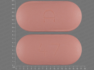 Pink Oval pill with imprint A;47 — Glyburide/metformin hydrochloride 2.5 mg/500 mg (view 2)