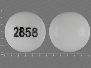 White Round pill with imprint 2858 — Exemestane Exemestane 25 mg; (view 2)