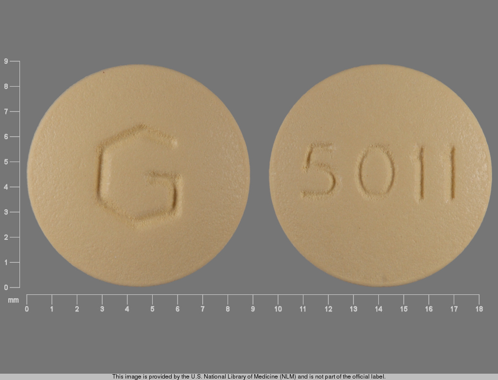 Yellow Round pill with imprint G;5011 — Spironolactone 25 mg (view 2)