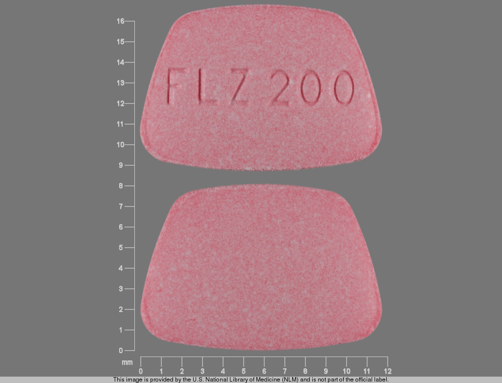 Pink Trapezoid pill with imprint FLZ;200 — Fluconazole 200 mg (view 2)