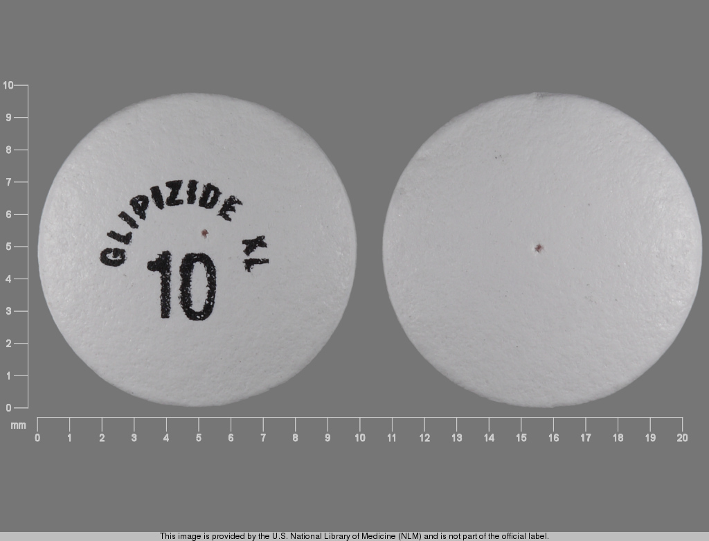 White Round pill with imprint GLIPIZIDE;XL;10 — Glipizide 10 mg (view 2)