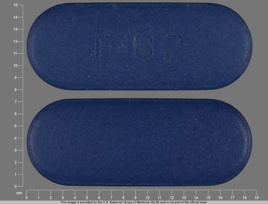 Blue Capsule pill with imprint F;82 — Valacyclovir hydrochloride Valacyclovir hydrochloride 500 mg; (view 4)
