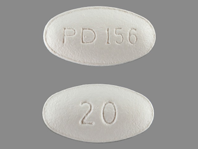 White Oval pill with imprint PD;156;20 — Atorvastatin calcium Atorvastatin calcium 20 mg; (view 2)