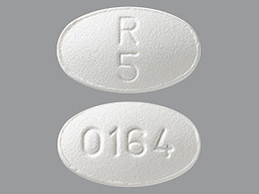 Blue Oval pill with imprint R;5;0164 — Olanzapine Olanzapine 5 mg; (view 2)