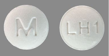 White Round pill with imprint LH1;M — Lisinopril and hydrochlorothiazide Lisinopril 10 mg;hydrochlorothiazide 12.5 mg; (view 3)
