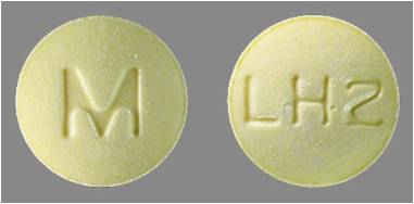 Yellow Round pill with imprint LH2;M — Lisinopril and hydrochlorothiazide Lisinopril 20 mg;hydrochlorothiazide 12.5 mg; (view 3)