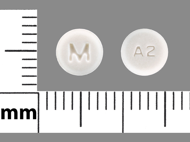White Round pill with imprint M;A2 — Atenolol Atenolol 25 mg; (view 5)