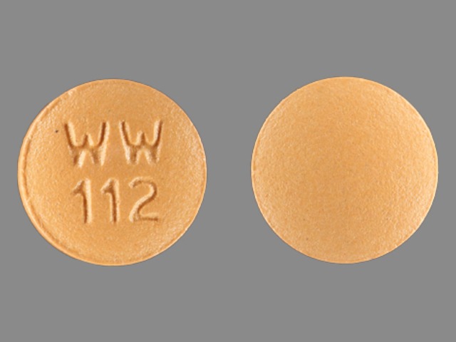 Orange Round pill with imprint WW;112 — Doxycycline Doxycycline hyclate 100 mg; (view 5)