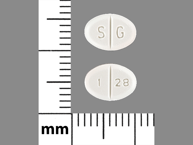 White Oval pill with imprint S;G;1;28 — Pramipexole dihydrochloride 0.5 mg (view 2)