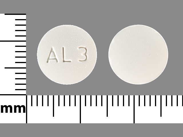 White Round pill with imprint AL3 — Allopurinol Allopurinol 300 mg; (view 2)
