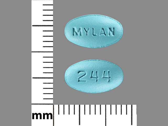 Blue Oval pill with imprint MYLAN;244 — Verapamil hydrochloride 120 mg (view 3)