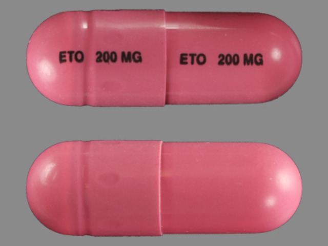 Pink Capsule pill with imprint ETO;200;MG — Etodolac Etodolac 200 mg; (view 2)