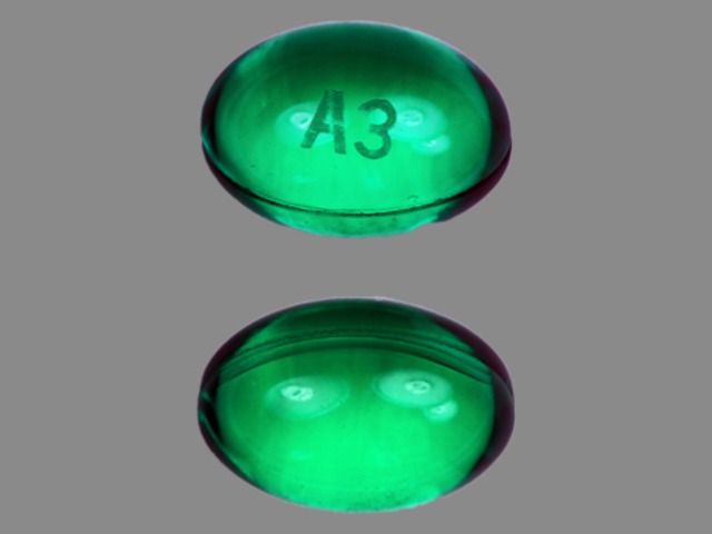 Green Oval pill with imprint A3 — Ergocalciferol Ergocalciferol 1.25 mg; (view 2)