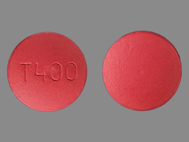 Pink Round pill with imprint T400 — Etodolac Etodolac 400 mg; (view 2)