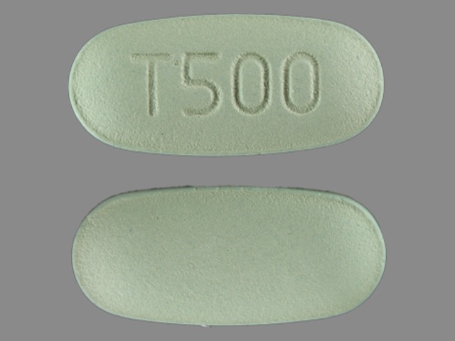 Green Oval pill with imprint T500 — Etodolac Etodolac 500 mg; (view 3)