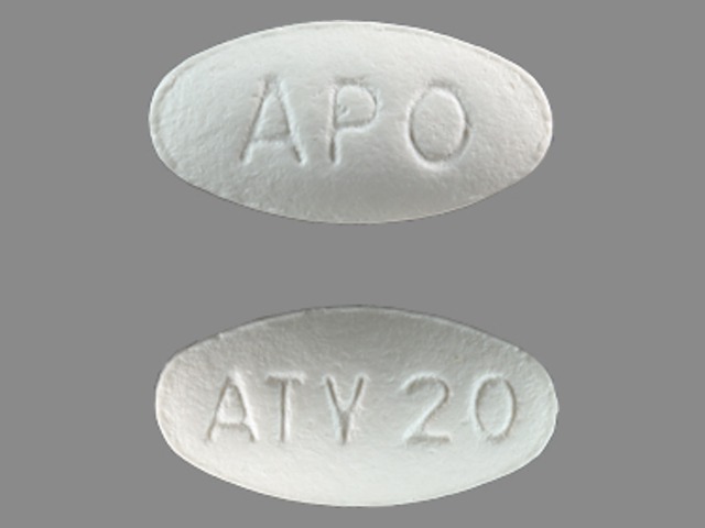 White Oval pill with imprint APO;ATV20 — Atorvastatin calcium Atorvastatin calcium trihydrate 20 mg; (view 3)