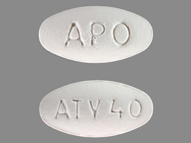 White Oval pill with imprint APO;ATV40 — Atorvastatin calcium Atorvastatin calcium trihydrate 40 mg; (view 3)