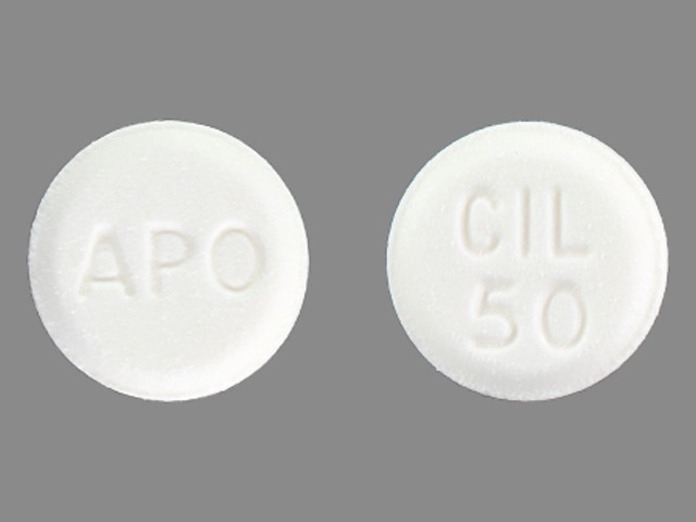 White Round pill with imprint APO;CIL;50 — Cilostazol Cilostazol 50 mg; (view 2)