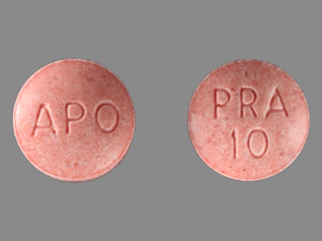 Pink Round pill with imprint APO;PRA;10 — Pravastatin sodium Pravastatin sodium 10 mg; (view 3)