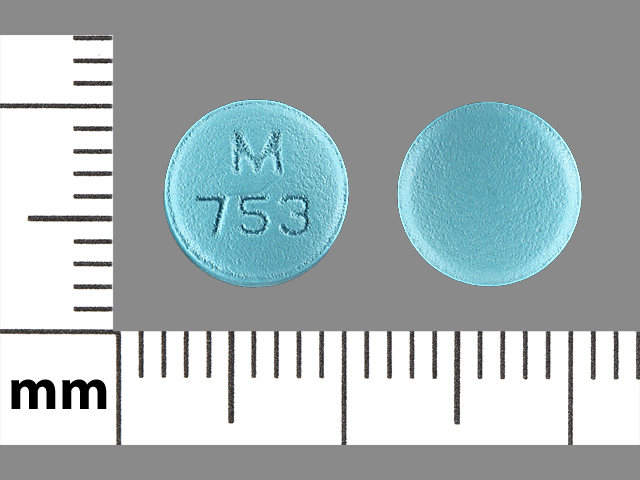 Blue Round pill with imprint M;753 — Fexofenadine hydrochloride 60 mg (view 4)
