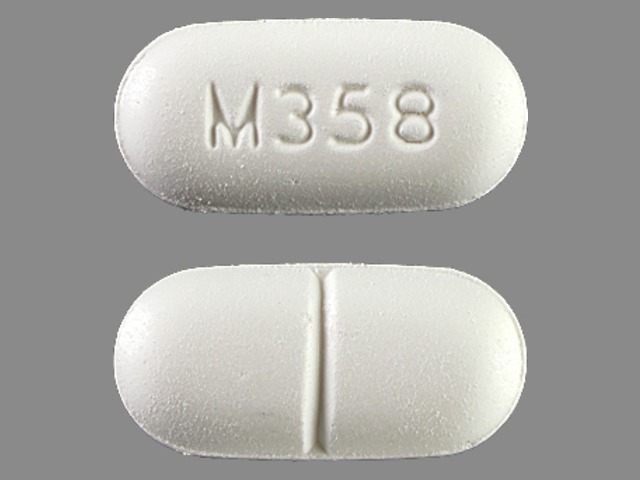 White Oval pill with imprint M358 — Hydrocodone bitartrate and acetaminophen Hydrocodone bitartrate 7.5 mg;acetaminophen 500 mg; (view 3)