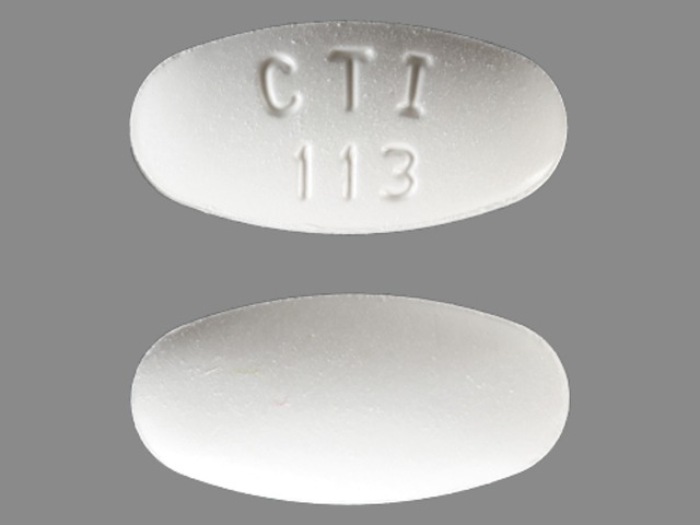 White Oval pill with imprint CTI;113 — Acyclovir Acyclovir 800 mg; (view 3)