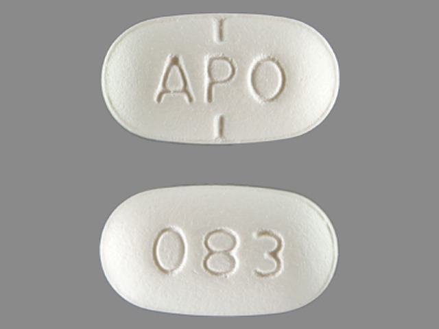 White Oval pill with imprint APO;083 — Paroxetine Paroxetine hydrochloride anhydrous 20 mg; (view 3)
