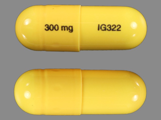Yellow Capsule pill with imprint IG322;300mg — Gabapentin 300 mg (view 4)