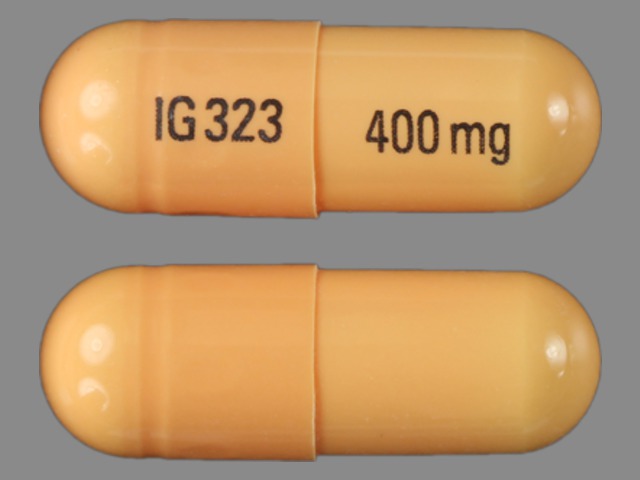 Orange Capsule pill with imprint IG323;400mg — Gabapentin Gabapentin 400 mg; (view 2)