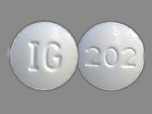 White Round pill with imprint IG;202 — Fosinopril sodium Fosinopril sodium 40 mg; (view 2)