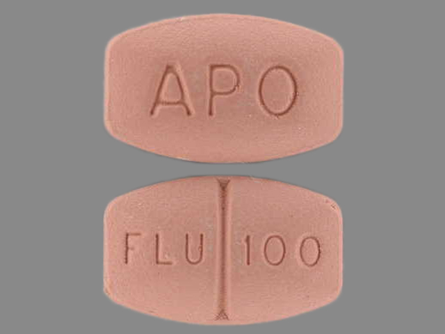 Red Rectangle pill with imprint APO;FLU100 — Fluvoxamine maleate Fluvoxamine maleate 100 mg; (view 2)