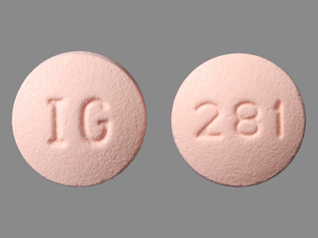 Pink Round pill with imprint IG;281 — Topiramate Topiramate 200 mg; (view 2)