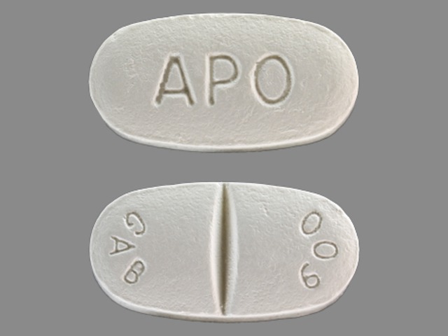 White Oval pill with imprint GAB;600;APO — Gabapentin Gabapentin 600 mg; (view 2)