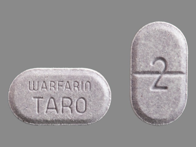 Purple Oval pill with imprint 2;WARFARIN;TARO — Warfarin sodium Warfarin sodium 2 mg; (view 2)