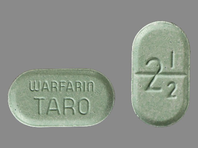 Green Oval pill with imprint 2;1;2;WARFARIN;TARO — Warfarin sodium Warfarin sodium 2.5 mg; (view 3)