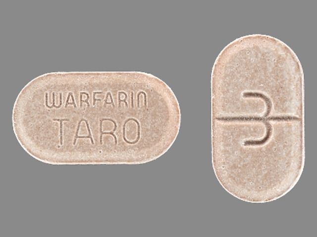Brown Oval pill with imprint 3;WARFARIN;TARO — Warfarin sodium Warfarin sodium 3 mg; (view 2)