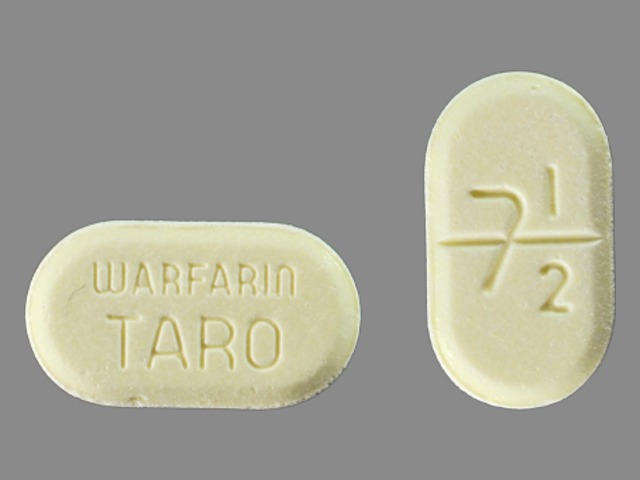 Yellow Oval pill with imprint 7;1;2;WARFARIN;TARO — Warfarin sodium Warfarin sodium 7.5 mg; (view 3)
